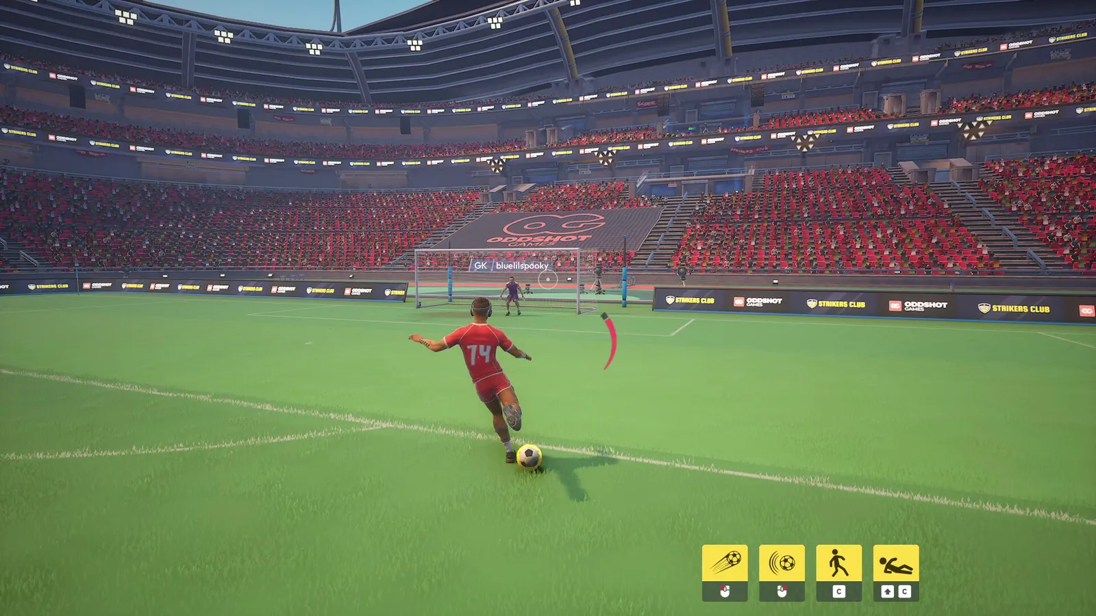 Strikers Club stadium arena with players on the field